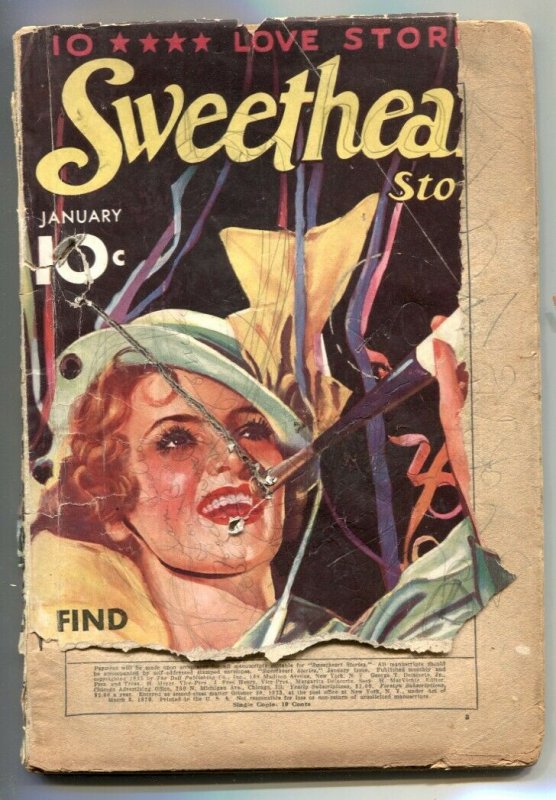 Sweetheart Stories Pulp January 1936- low grade copy