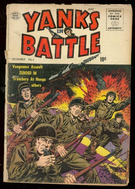 YANKS IN BATTLE #4 1956-WILD COMBAT COVER-CUIDERA ART G