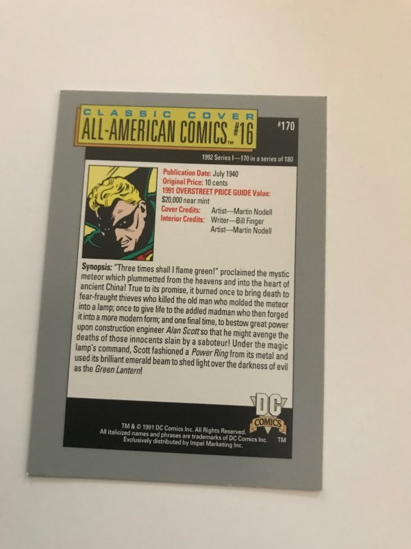 All-American Comics #16 (1940)  #170 card; 1992 DC 1st series, NM, 1st GREEN LAN