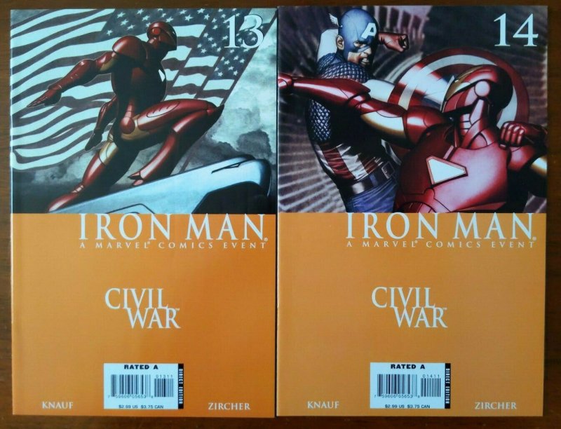 Iron Man 13 & 14 - Lot Of 2! Civil War Adi Granov Cover Captain America - 2006