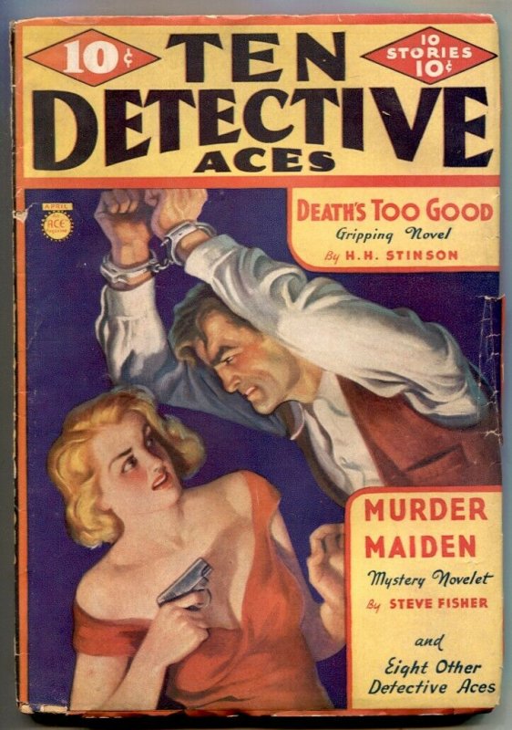 Ten Detective Aces Pulp April 1937- Murder Maiden- DeSoto cover