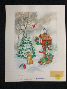 CHRISTMAS Animals Tree at Mailbox 7.5x9.5 Greeting Card Art #X1019 w/ 6 Cards