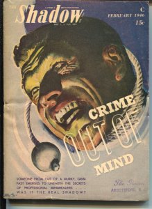 PULP:  Shadow 2/1946-Street & Smith-Crime Out Of Mind-hero pulp-VG