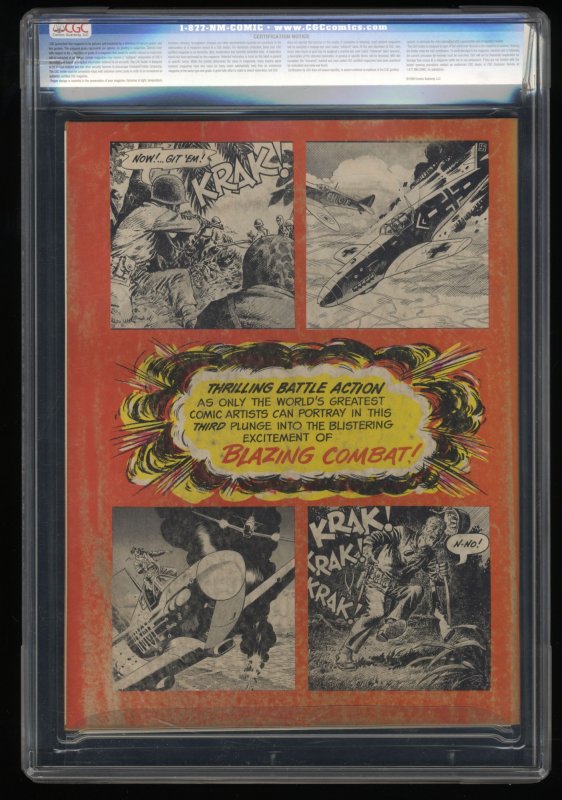 Blazing Combat #3 CGC VG 4.0 Cream To Off White Frank Frazetta Cover!