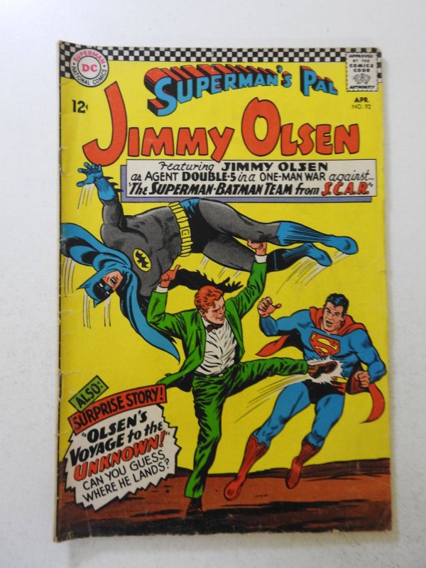 Superman's Pal, Jimmy Olsen #92 (1966) VG- Condition cover detached top ...