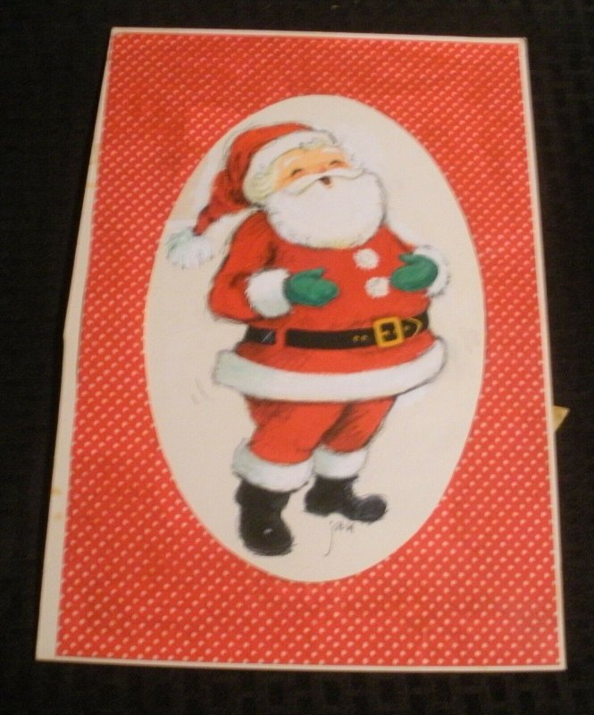 MERRY CHRISTMAS Large Santa Claus Belly Laughing 9x13 Greeting Card Art #H15