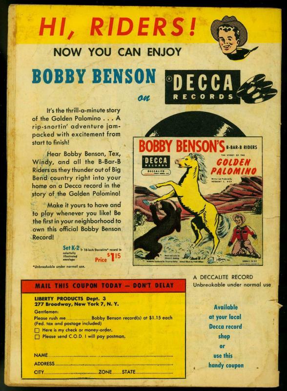 Bobby Benson's B-Bar-B Riders #3 1950- Lemonade Kid- Western G