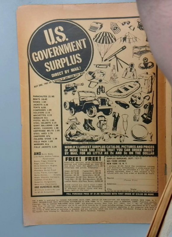 Uncanny X-Men #23 GD/VG Porcupine Marvel 1966