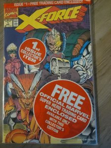 X-Force #1 Polybagged (1991) with Shatterstar trading card