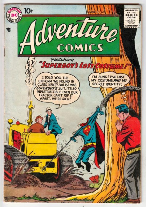 Adventure Comics #249 (Jun-58) VG+ Affordable-Grade Superboy, Green Arrow and...