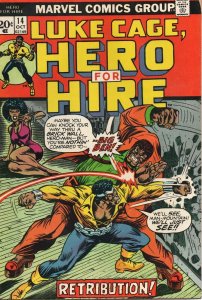 Hero for Hire #14 - Luke Cage, 1st Big Ben Donovan Marvel Comics 1973 VG Cond