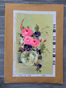 IN MY THOUGHTS TODAY Flowers in Glass Vase 6.5x10 Greeting Card Art C9621