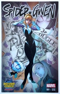 SPIDER-GWEN #1 J.SCOTT CAMPBELL MIDTOWNCOMICS  SKETCH COLOR SET SIGNED W/COA.