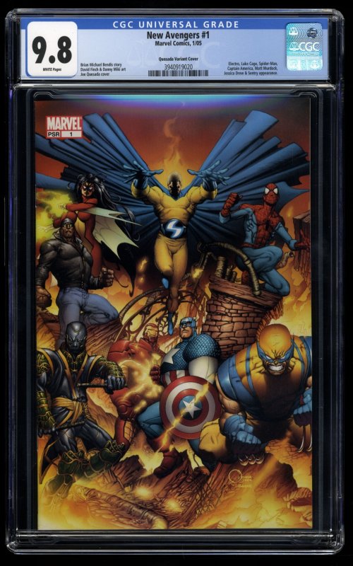 New Avengers #1 CGC NM/M 9.8 White Pages Quesada Variant 1st Queen Veranke!