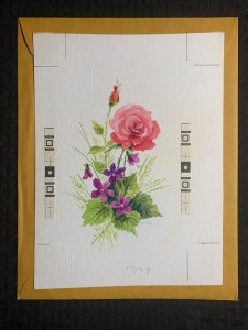 HAPPY ANNIVERSARY Pink & Perple Flower 7.5 Greeting Card Art #A9172 w/ 2 Cards