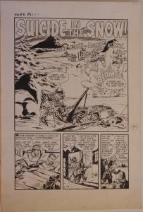 JOHN BELFI original art, TRUE WAR 5, pg 26 27 28 29 30, 1952, 5 pgs,It's Suicide