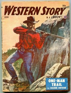 Western Story Magazine Pulp June 1953- Hank Dover VG
