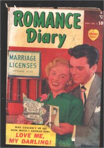 Romance Diary #2 1950-Marvel Comics-Spicy panels-Piece cut out of front cover