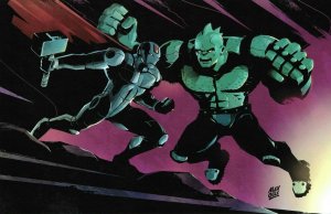 Savage Hulk Thor Iron Man Battle #1 Alex Ogle Con EXCLUSIVE Art Print 11x17