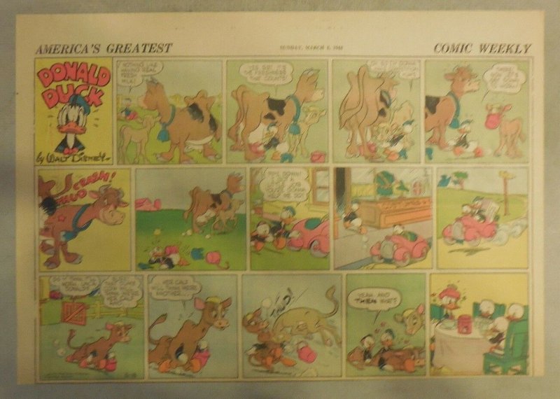 Donald Duck Sunday Page by Walt Disney from 3/8/1942 Half Page Size 