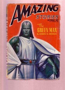 AMAZING STORIES OCT 1946  PULP-THE GREEN MAN STORY  SF-good condition G