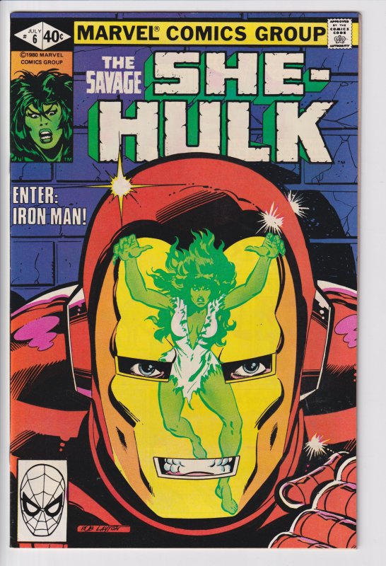 SAVAGE SHE-HULK #6 (Jul 1980) Sharp VFNM 9.0, white! Classic Iron Man cover!