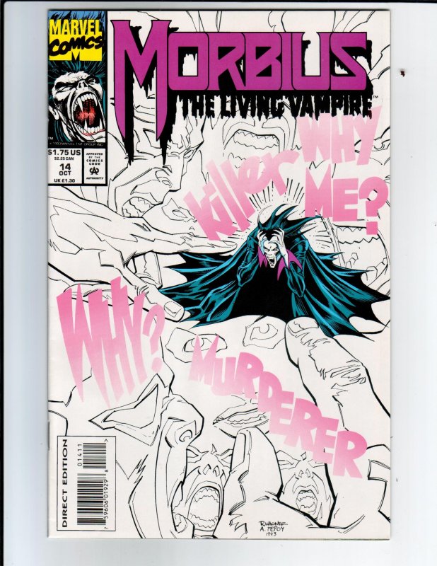 MORBIUS: THE LIVING VAMPIRE #14  (1993)LOW PRINT -  INSANITY COVER.