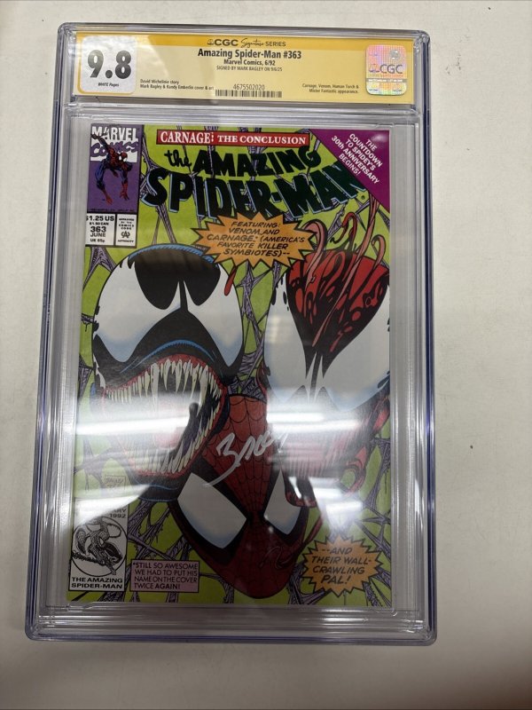 Amazing Spider-Man (1992) # 363 (CGC 9.8 SS) Signed Mark Bagley Carnage