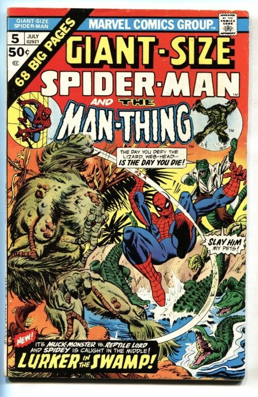 GIANT-SIZE SPIDER-MAN #5 comic book 1975 Marvel MAN-THING and Spider-Man