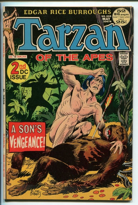 TARZAN #208 1971-DC-EDGAR RICE BURROUGHS-JOE KUBERT ART-TARZAN ORIGIN-vf/nm