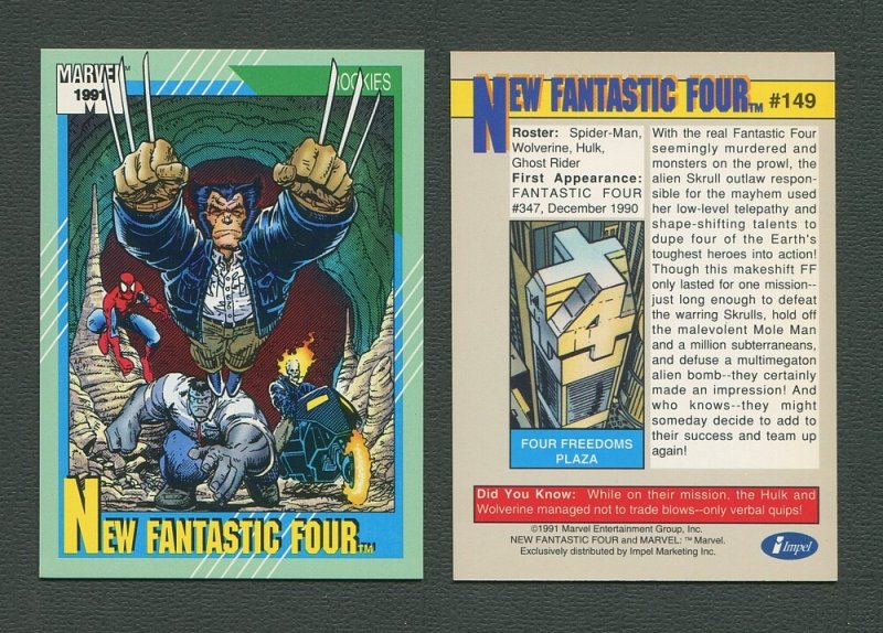 1991 Marvel Comics II  Card  #149 ( New Fantastic Four )  MINT