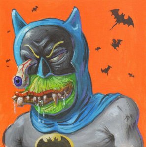 Zombie Batman 'Bat Fink' Portrait - Signed Painted art by Dave Burke