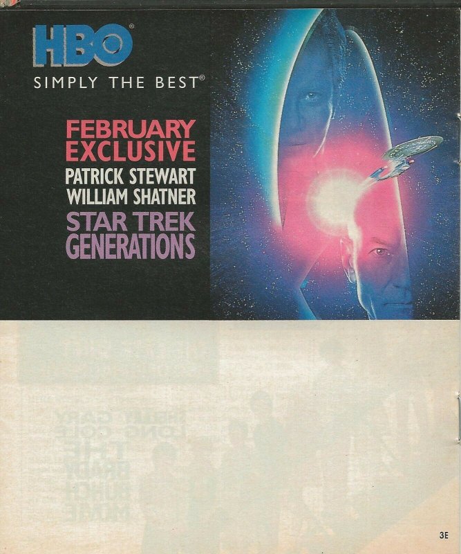 ORIGINAL Vintage Jan 1996 HBO Guide Magazine Disclosure Star Trek Generations  