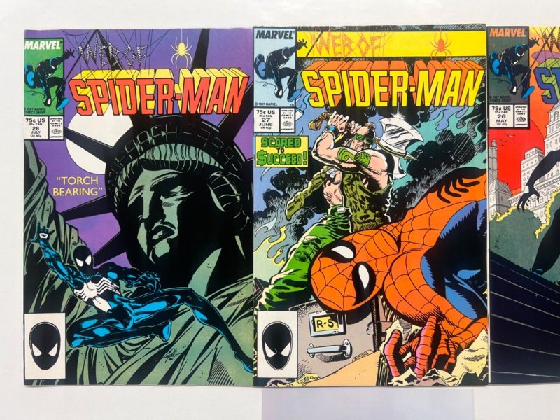 3 Web Of Spiderman Marvel Comic Books # 26 27 28 Defenders Hulk Thor 82 SM10