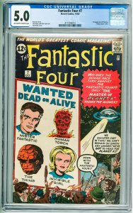 Fantastic Four #7 (1962) CGC 5.0! OWW Pages! 1st Appearance of Kurrgo!