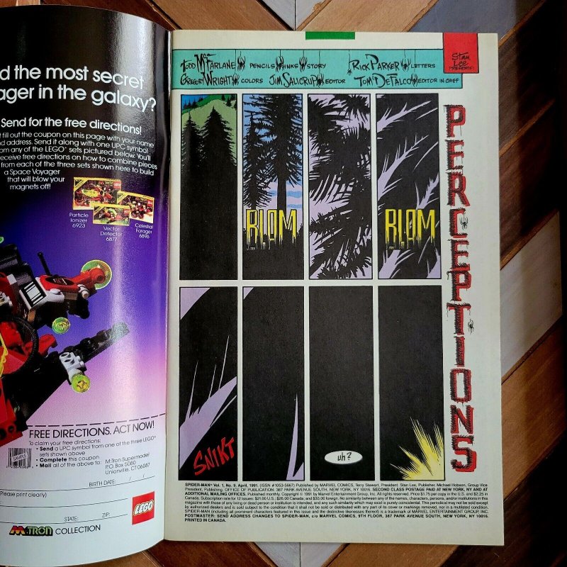 SPIDER-MAN #9 NM- 9.2 (Marvel 1991) McFarlane art, WOLVERINE Perceptions Pt 2 