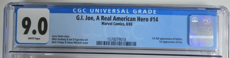 G.I. JOE #14 (Marvel,8/1983) CGC 9.0  1st Full Destro!  