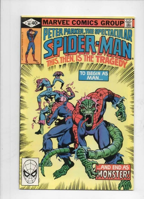 Peter Parker SPECTACULAR SPIDER-MAN 40 VF/NM, Lizard 1976 1980 more in store 