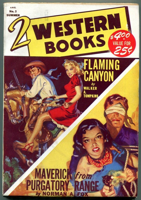 Two Western Books Pulp #3 Summer 1949- Walter A Tompkins-Norman Fox VF