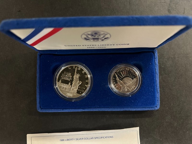 1986 US Liberty Coins: Silver Proof Dollar and Half Dollar + 1989 Half Dollar