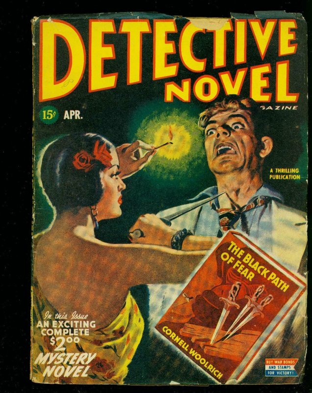 Detective Novel April 1945- Thrilling Pulp- Cornell Woolrich- Spicy cover