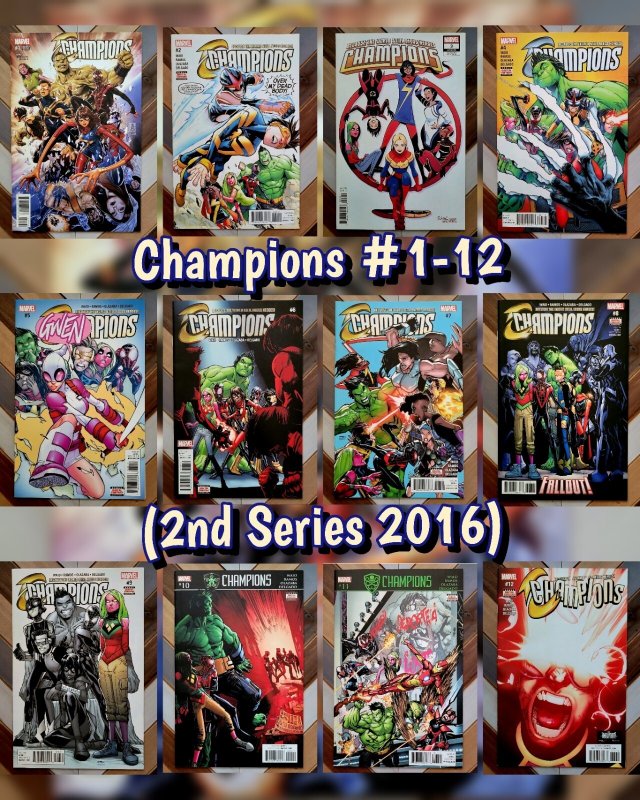 Lot of 12: Champions #1-12 NM- (Marvel 2016) #1 Brooks 1:20 1st Team App, Origin