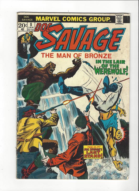 Doc Savage Man Of Bronze #8 VS The Werewolf VG