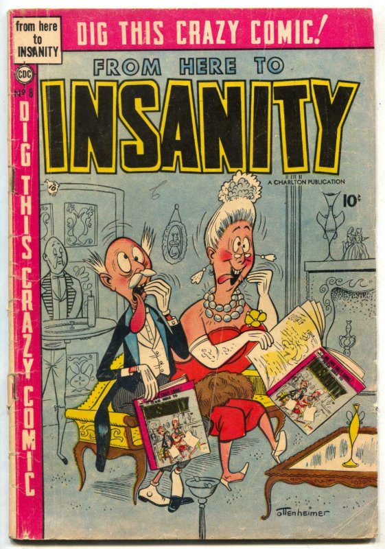 From Here To Insanity #8 1955-Charlton MAD imitator-1st issue-infinity cover-VG- 