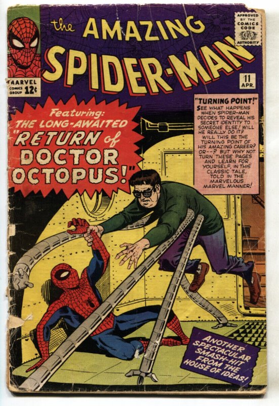 Amazing Spider-Man #11--comic book--1964--Dr Octopus cover--Steve Ditko--Marvel