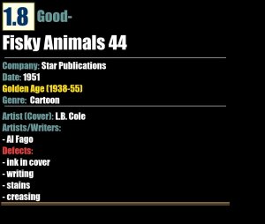 Fisky Animals 44 (1951) GD- L.B. Cole Star Publications comic