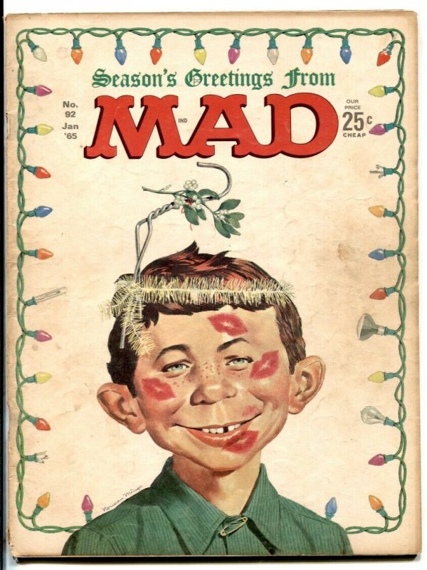 MAD Magazine #92 1965- mistletoe gag cover- G/VG