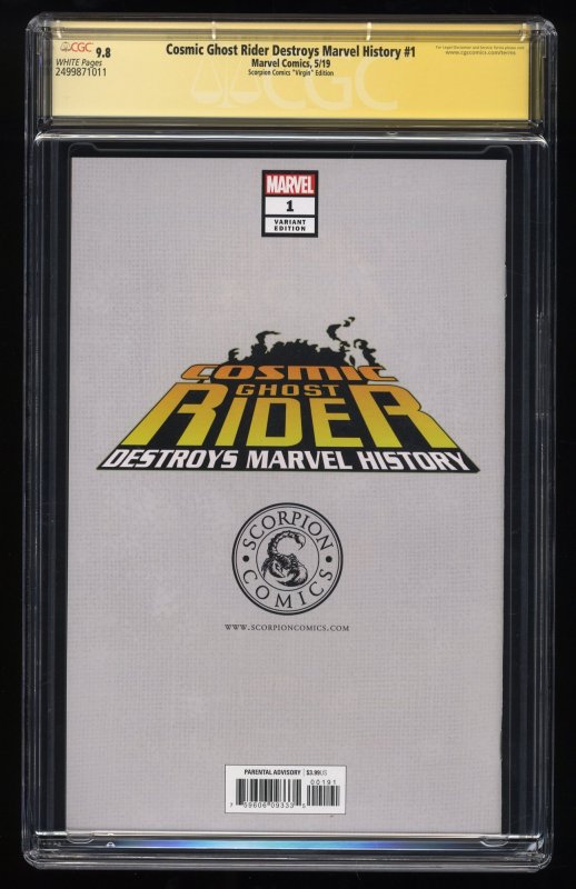 Cosmic Ghost Rider Destroys Marvel History #1 CGC NM/M 9.8 Signed SS Crain