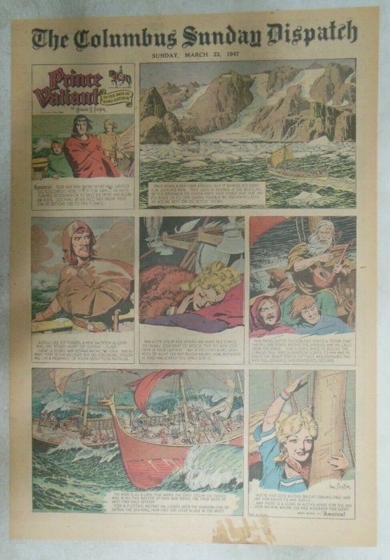 Prince Valiant Sunday Page by Hal Foster from 3/23/1947 Tabloid Page Size !