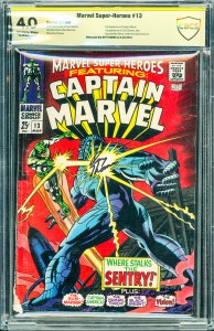 Marvel Super-Heroes #13 (1968) 1st Carol Danvers *SIGNED by Roy Thomas CBCS 4.0